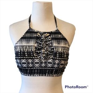 Ambrielle Bikini Top Black White Gray 
Size Small, wireless